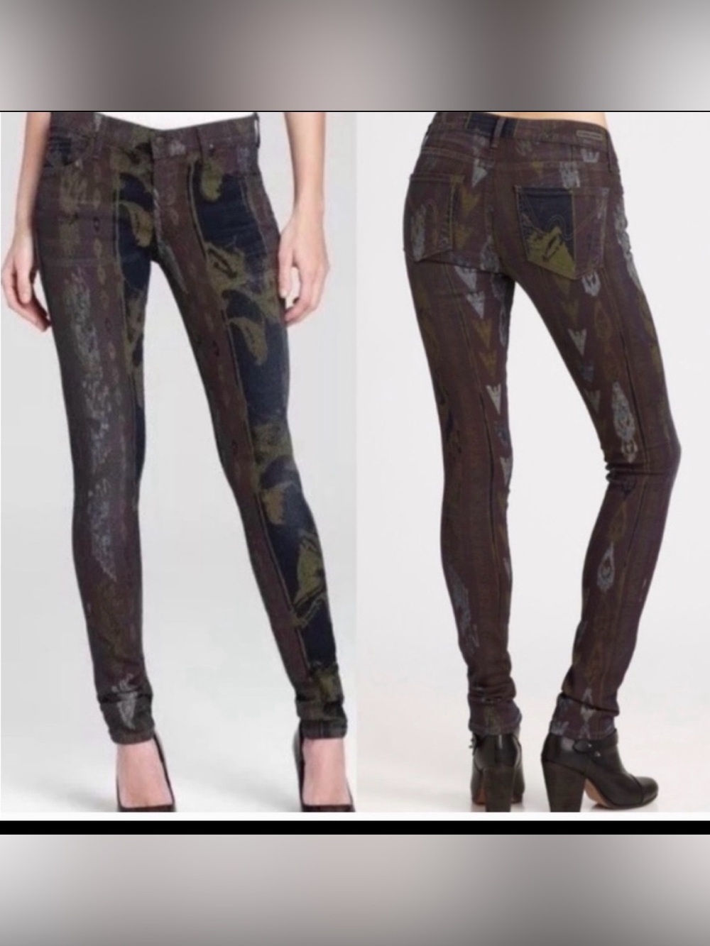 CITIZENS OF HUMANITY Avedon low rise skinny leg abstract print denim jeans
